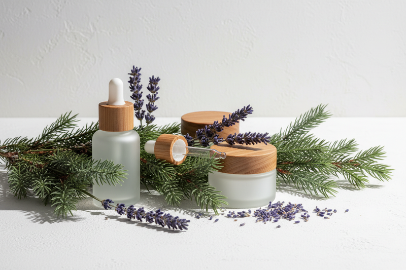 lavender flowers and hinoki spruce needles