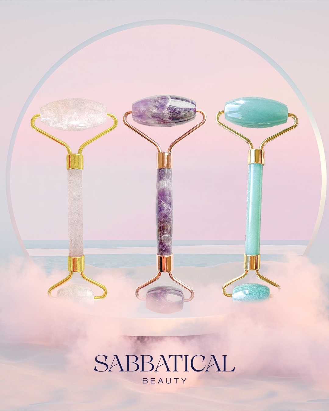 Crystal Facial Roller | Fair Trade Rose Quartz, Jade & Amethyst Facial Rollers - Sabbatical Beauty